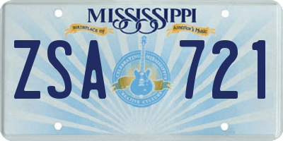 MS license plate ZSA721