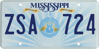 MS license plate ZSA724