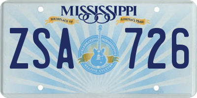 MS license plate ZSA726