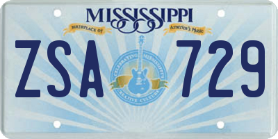 MS license plate ZSA729