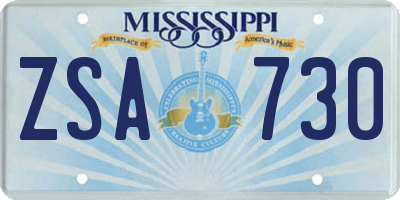 MS license plate ZSA730