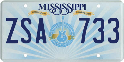 MS license plate ZSA733
