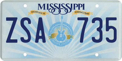MS license plate ZSA735