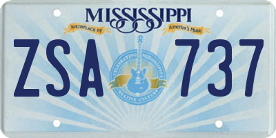 MS license plate ZSA737