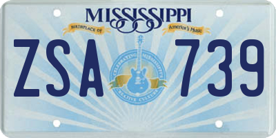 MS license plate ZSA739