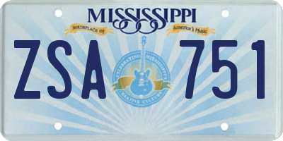 MS license plate ZSA751