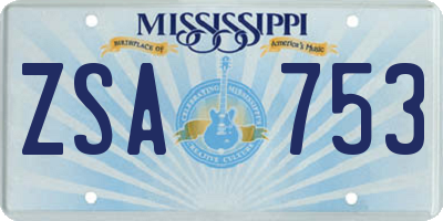 MS license plate ZSA753