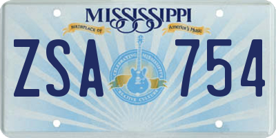MS license plate ZSA754