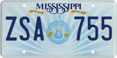 MS license plate ZSA755