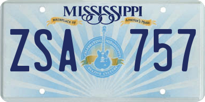 MS license plate ZSA757