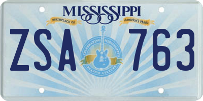 MS license plate ZSA763