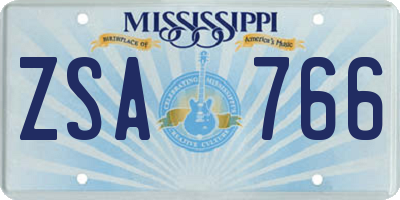 MS license plate ZSA766