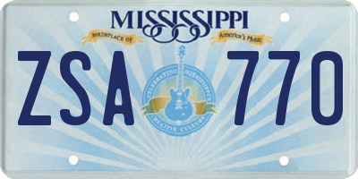 MS license plate ZSA770