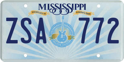 MS license plate ZSA772