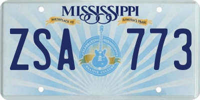 MS license plate ZSA773