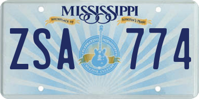 MS license plate ZSA774