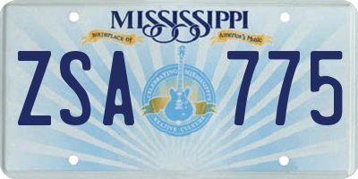 MS license plate ZSA775
