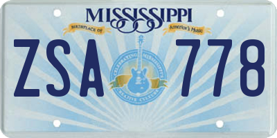 MS license plate ZSA778