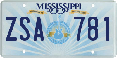 MS license plate ZSA781