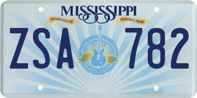 MS license plate ZSA782