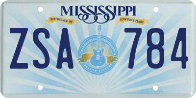 MS license plate ZSA784