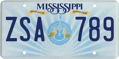 MS license plate ZSA789