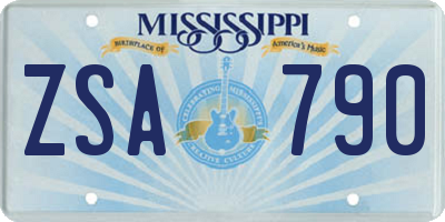 MS license plate ZSA790