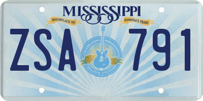 MS license plate ZSA791