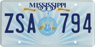 MS license plate ZSA794