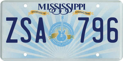 MS license plate ZSA796