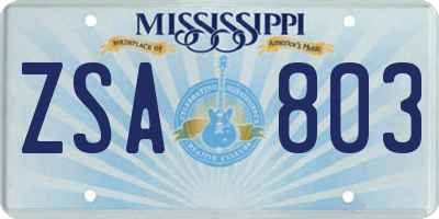 MS license plate ZSA803
