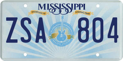 MS license plate ZSA804