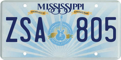 MS license plate ZSA805