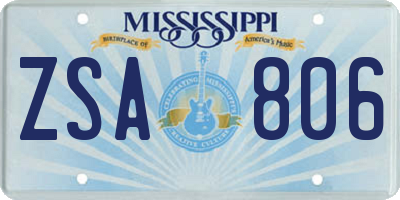MS license plate ZSA806