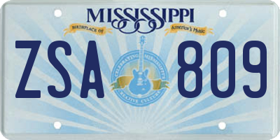 MS license plate ZSA809