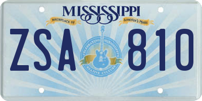 MS license plate ZSA810