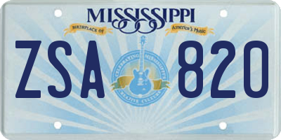 MS license plate ZSA820