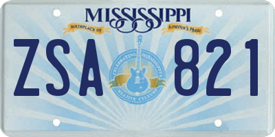 MS license plate ZSA821