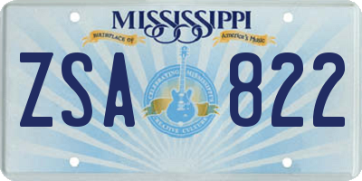MS license plate ZSA822