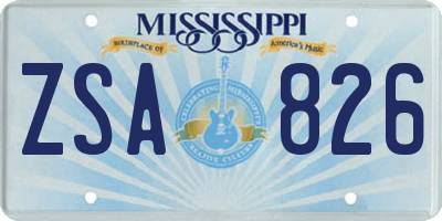 MS license plate ZSA826