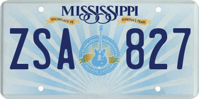 MS license plate ZSA827