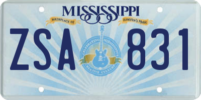 MS license plate ZSA831