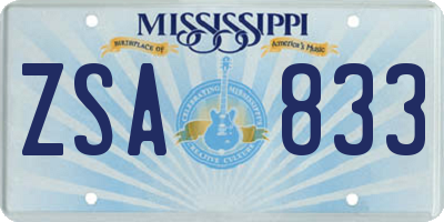 MS license plate ZSA833