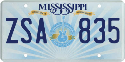 MS license plate ZSA835