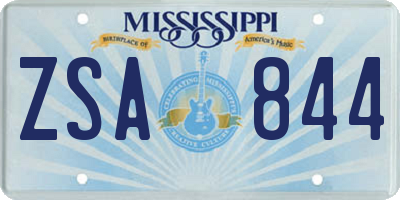 MS license plate ZSA844
