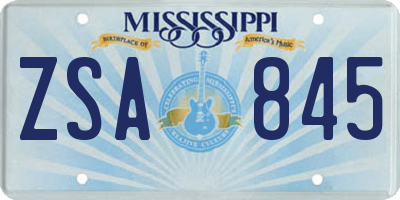MS license plate ZSA845