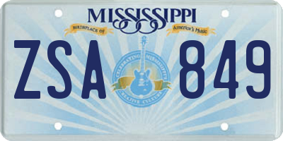 MS license plate ZSA849