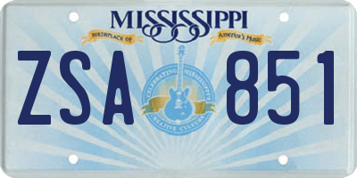 MS license plate ZSA851
