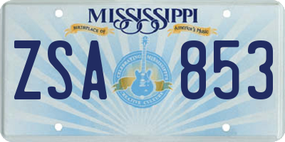 MS license plate ZSA853