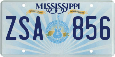 MS license plate ZSA856